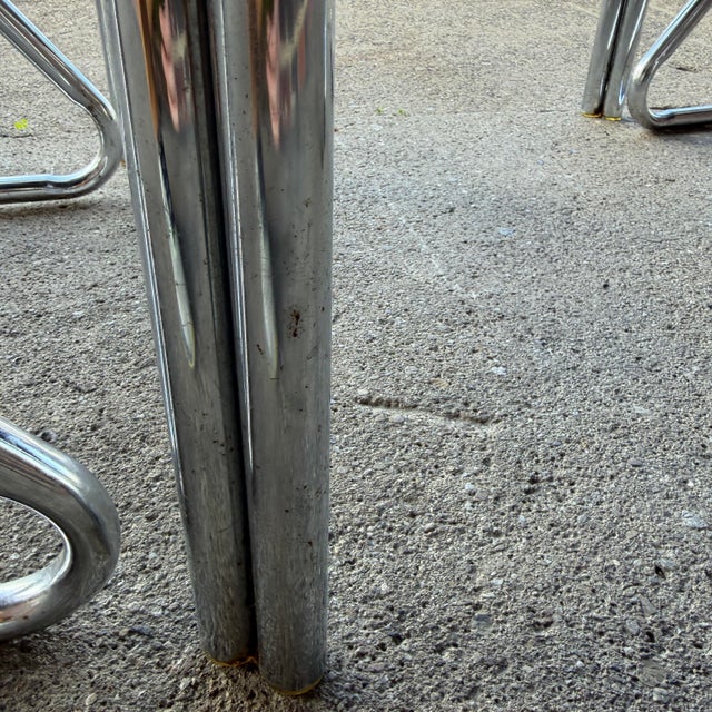Chrome Daystrom Chrome Tubular Octagonal Glass Dining Table With 4 Chairs With Wooden Arm Rests For Sale - Image 8 of 12