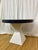 Modern Oval Dining Table Navy Blue White Pedestal Custom Lacquered Linen For Sale In New York - Image 6 of 6