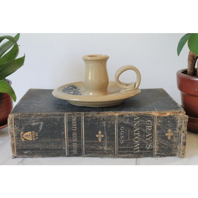 Vintage Maple City Pottery Salt Glaze Taper Candle Holder For Sale - Image 4 of 8