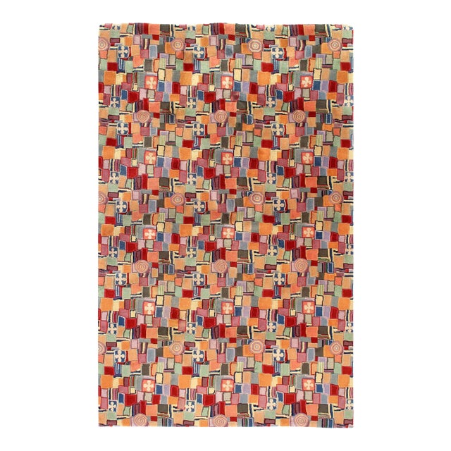 Multi Color Fine Hand Knotted Modern Rug 5' X 8' For Sale