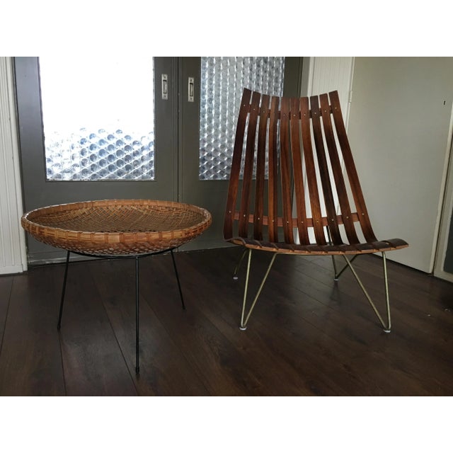 Vintage Rattan Basket Side Table For Sale - Image 6 of 8