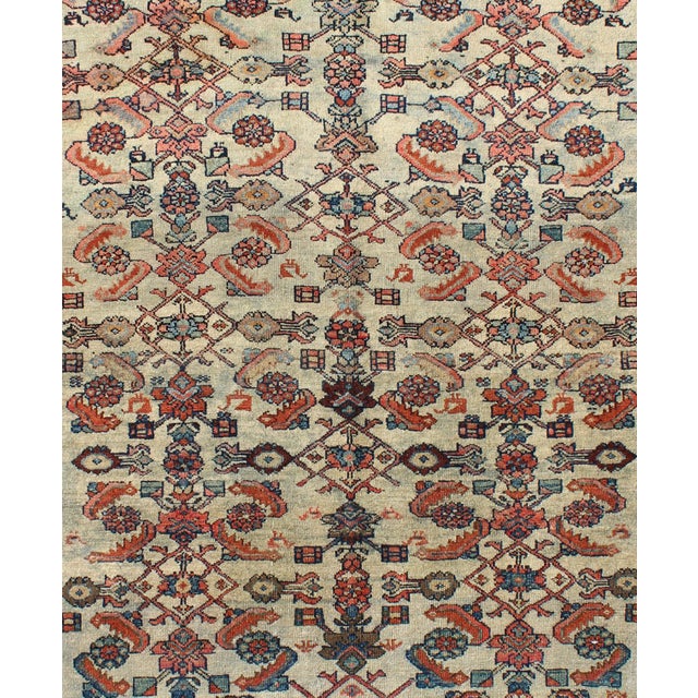 Antique Persian Malayer Rug With All-Over Sub-Geometric Design in Red and Blue For Sale - Image 4 of 7
