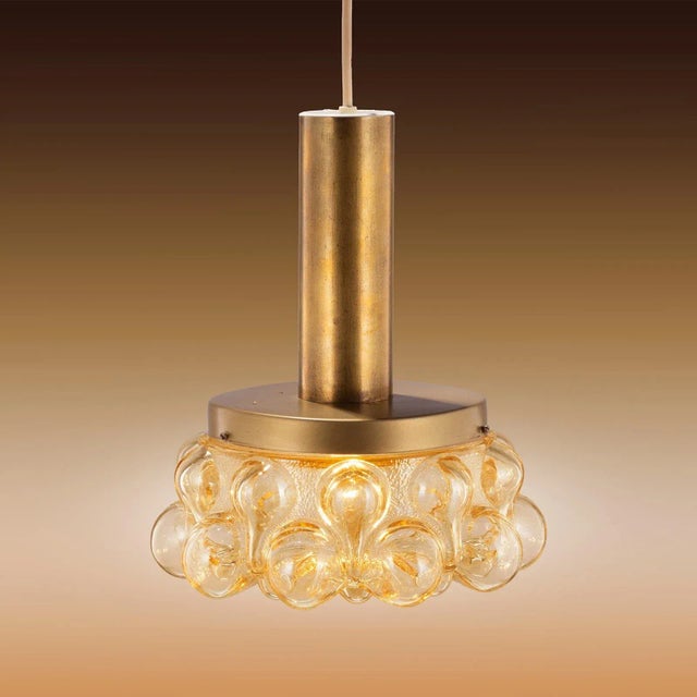 Bubble Glass Pendant Lamp in Amber by Helena Tynell for Honsel, 1970s For Sale - Image 4 of 8
