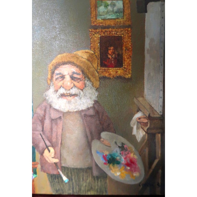Charles Bragg "The Happy Little Painter" by Charles Bragg (American, 1931 -2019) - Original Vintage Oil on Canvas - With Coa For Sale - Image 4 of 11