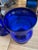 Sensational bright cobalt blue very large vases or candle hurricanes. Striking and beautiful accessories! Details...