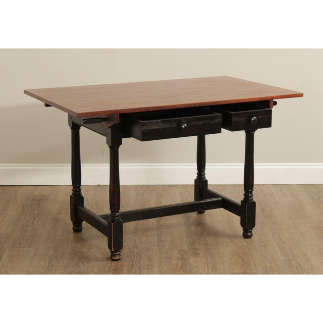 Farmhouse Farmhouse Style Cherry Top Painted Base Dining or Breakfast Table For Sale - Image 3 of 18
