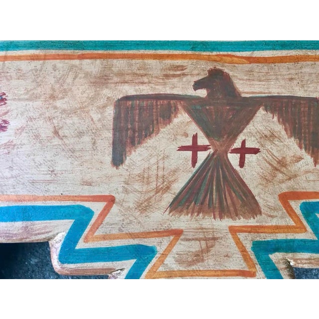 Hand-Painted Native American-Style Wooden Decorative Shelf With Thunderbird Motif For Sale - Image 9 of 10