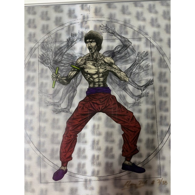 Limited edition holographic 3D image of Bruce Lee by Chinese American NYC artist Keng Lau. Signed and numbered 3/35...