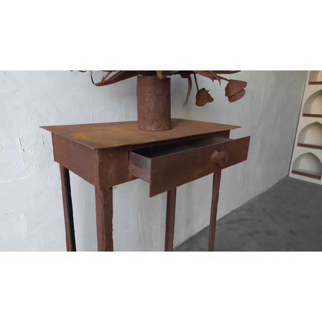Antique French Iron Brutalist Floral Arrangement & Table Sculpture For Sale - Image 11 of 12