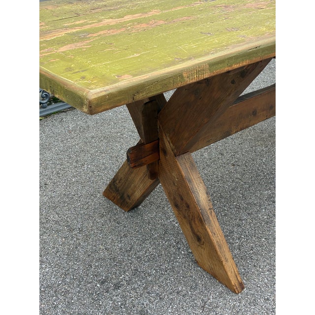 Pine Trestle Base Farmhouse Table For Sale - Image 18 of 18