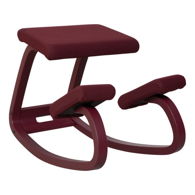 Variable Monochrome Wooden Kneeling Chair in Violet Plum Fabric by Peter Opsvik for Varier For Sale