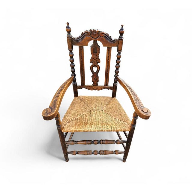 Ornate Wood Bobbin Wicker Dining Chairs, Set of 6 For Sale - Image 16 of 18