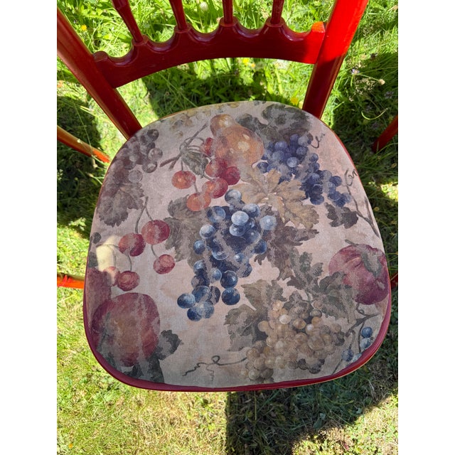 Farmhouse Vintage Thonet Style Bentwood Bistro Chairs With Grape Leaf Upholstery For Sale - Image 3 of 10