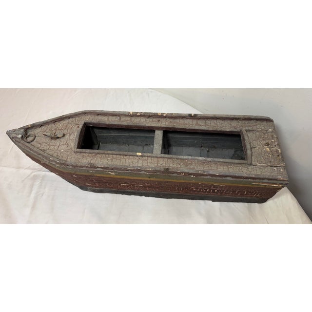 Antique Early 19th Century Handmade Carved Polychrome Wooden Folk Art Model Boat For Sale - Image 4 of 18