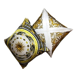 Hermes Astrologie Dies Et Hore Vintage Silk Scarf Pillows- a Pair For Sale