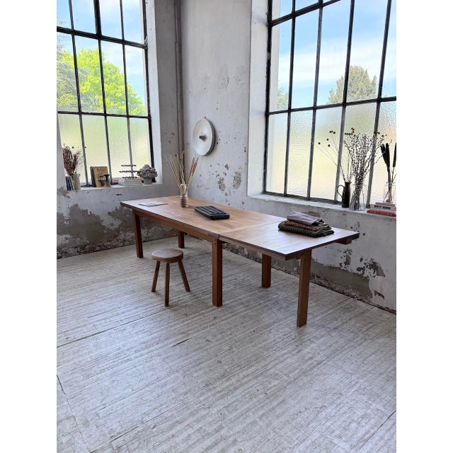Golden Oak Farmhouse Table with Extension, 1960s For Sale - Image 12 of 18