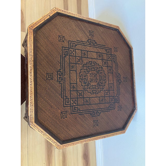 Wood Vintage Chinese Octagonal Tea Table and Stools For Sale - Image 7 of 10