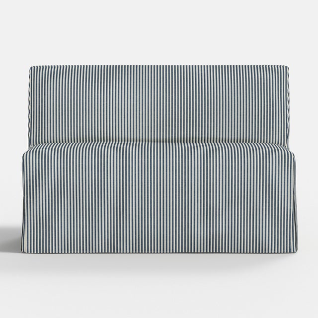 Not Yet Made - Made To Order Slipcover for Stoffer Home x Cloth & Company for Lindy Slipcover Dining Banquette in Jane Stripe Denim For Sale - Image 5 of 7