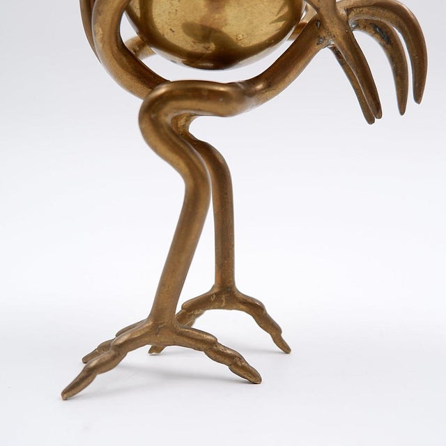 Brass Ostrich Sculpture with Egg, 1970s For Sale - Image 6 of 14