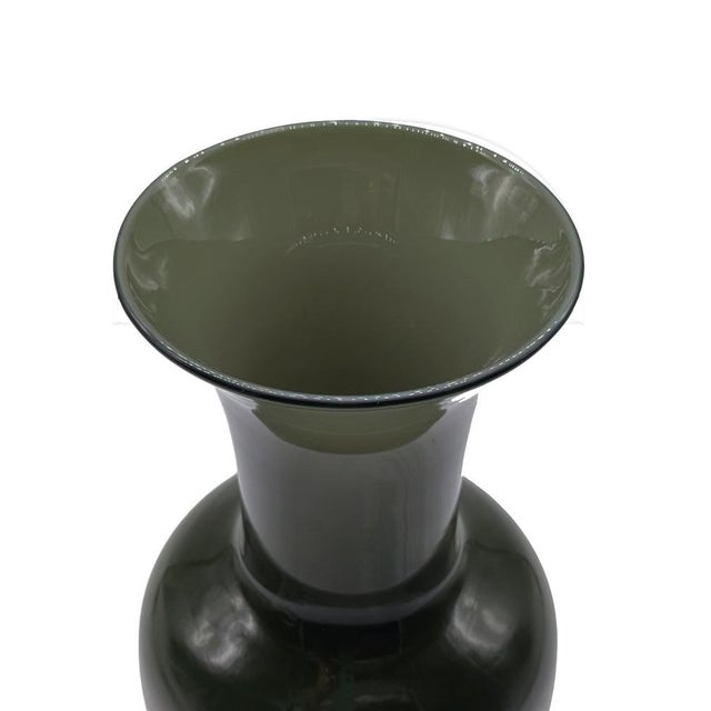 Vintage Italian Petrol Green Murano Glass Vase, 1980s For Sale - Image 4 of 7