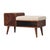 Combining comfort and craftsmanship, this telephone table bench features a hand-carved drawer and a soft bouclé seat....