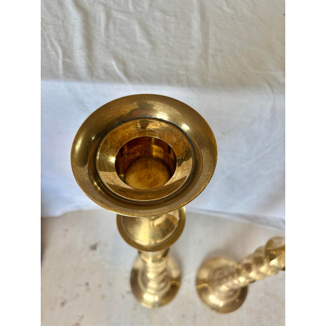 Mid 20th Century Brass Candleholders - A Pair For Sale - Image 11 of 13
