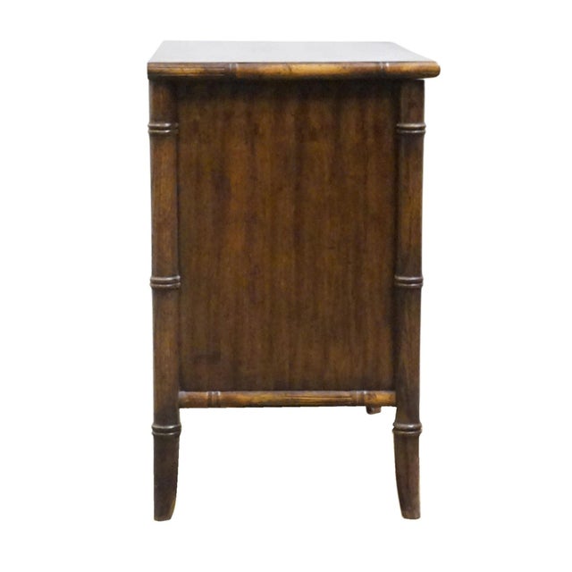 National / Mount Airy Asian Chinoiserie Faux Bamboo 28" Fruitwood Two Drawer Nightstand For Sale - Image 13 of 13