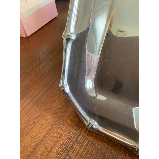 Wood 1970's Farberware Bamboo Stainless Steel Tray. Vintage Barware for Palm Beach Regency, Grandmillennial & Bar Cart Decor - See Pics! For Sale - Image 7 of 10