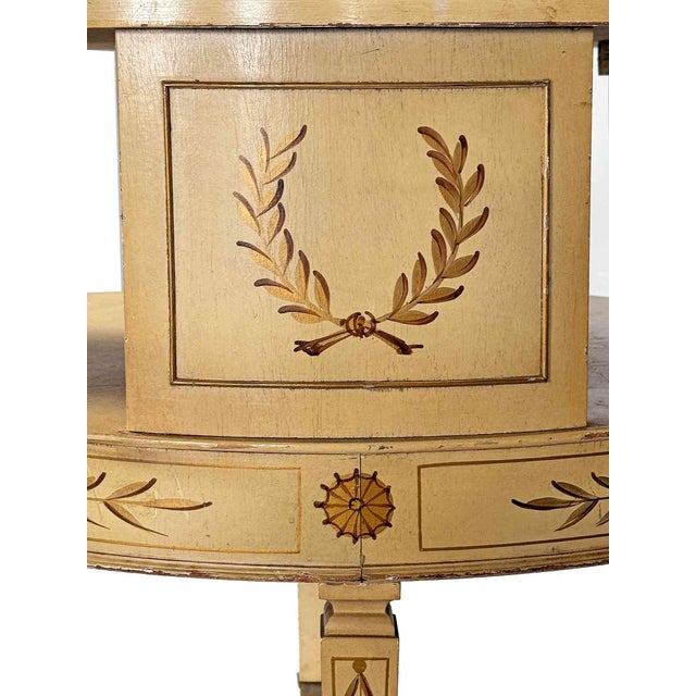 French Provincial Vintage Drum Table French Provincial Style For Sale - Image 3 of 4