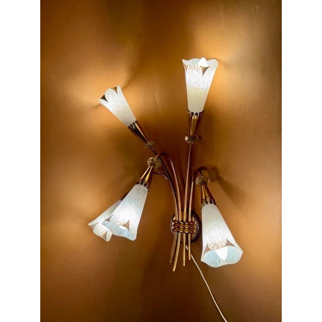 Gold Vintage French Wall Lamps from Maison Arlus, 1950s, Set of 5 For Sale - Image 8 of 17