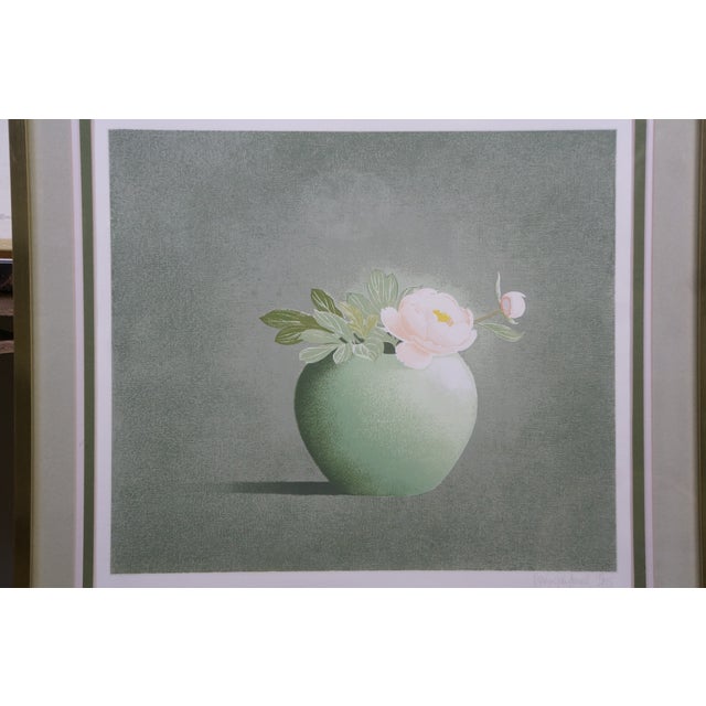 Rosalyn Gale Powell Signed Peony in a Chinese Jar Lithograph Print 27" For Sale - Image 6 of 11