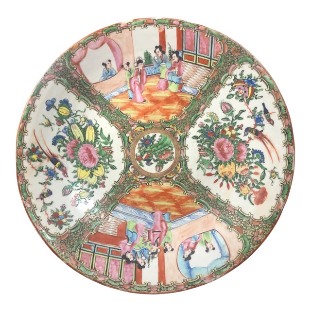 Antique Chinese Rose Medallion Bowl For Sale