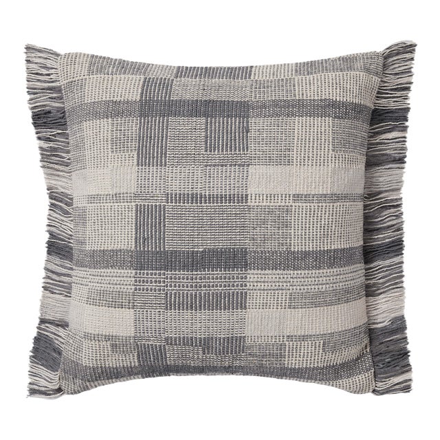 Amber Lewis x Loloi Birdie Silver / Ivory 18'' x 18'' Cover Only Pillow For Sale