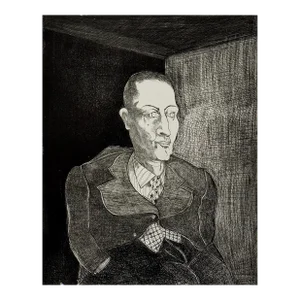 Peter Paone (American, B. 1936) Expressionist Portrait of Man, Signed (Etching on Wove Paper)