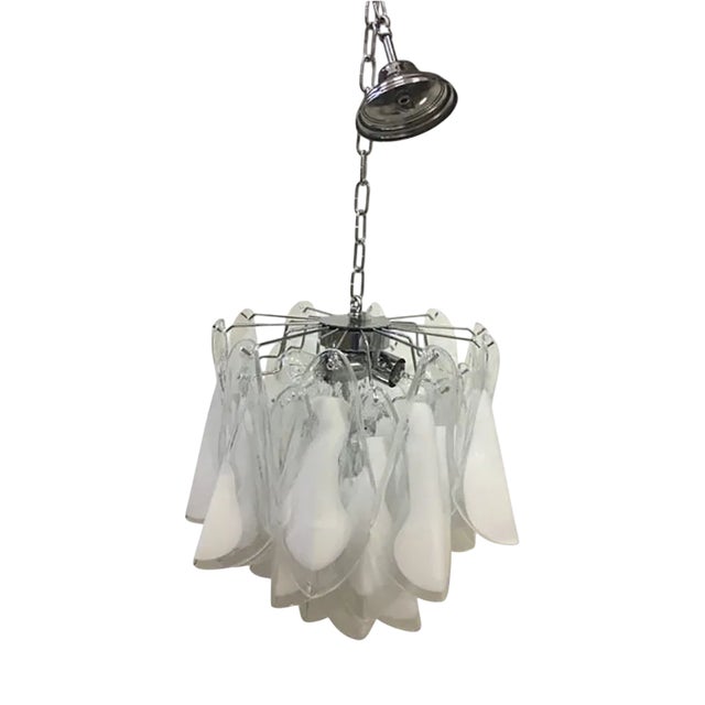 Italian White and Transparent Murano Glass Chandelier by Simoeng For Sale
