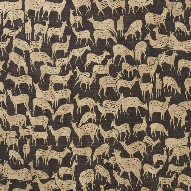 Sample - Schumacher Fauna Fabric in Carbon For Sale