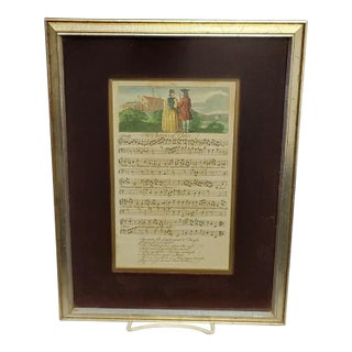 Framed Late 18th-Century Hand-Tinted Engraved Sheet Music "The Charms of Celia", Circa 1780 For Sale