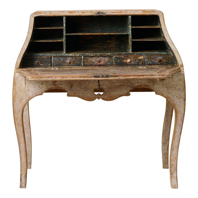 Antique Swedish Rococo Secretary with Drawers For Sale