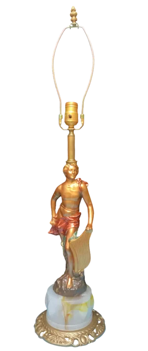 Vintage Sculptural Table Lamp: Apollo Holding a Lyre