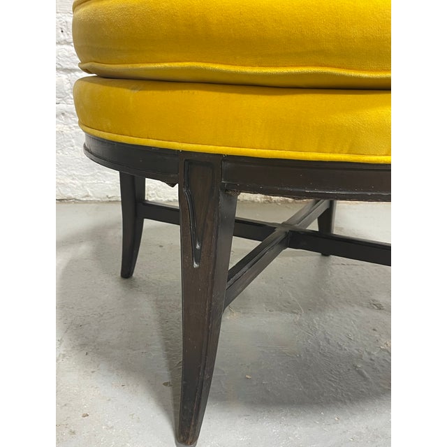 Pair - Custom Hollywood Regency High-Back Throne Chairs | Canary Yellow Velvet Upholstery – Mid Century Accent Seating For Sale - Image 15 of 15