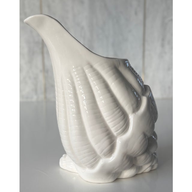White White Ceramic Sea Shell. Ase For Sale - Image 8 of 10