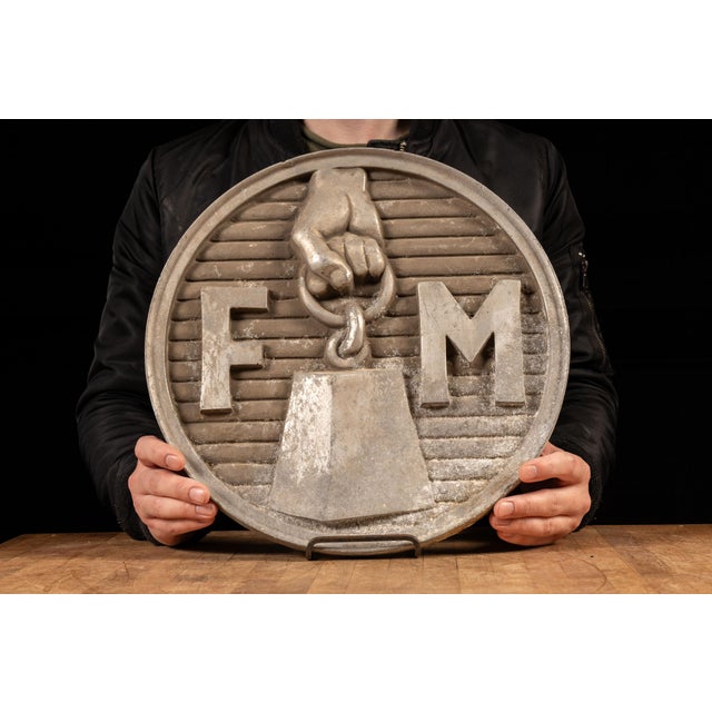 c. 1920s; Fairbanks, Morse and Co. - St. Johnsbury, VT Antique embossed aluminum wall plaque. This piece comes from a...