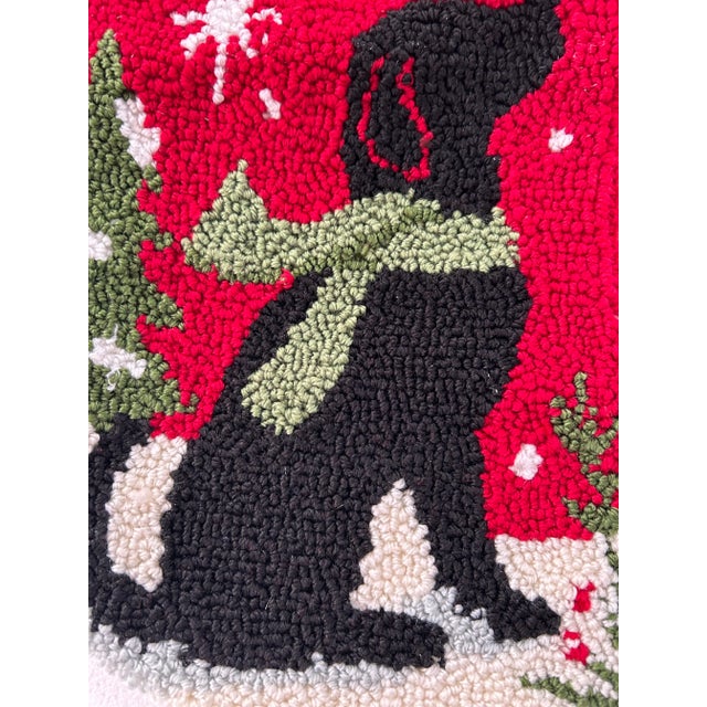 21st Century Hand Hooked Dog Christmas Stocking - "Woof" For Sale - Image 6 of 9