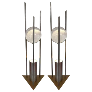 Lamps Glass Ball Sculpture by Rw Manufaktur, Germany, 1980s - a Pair