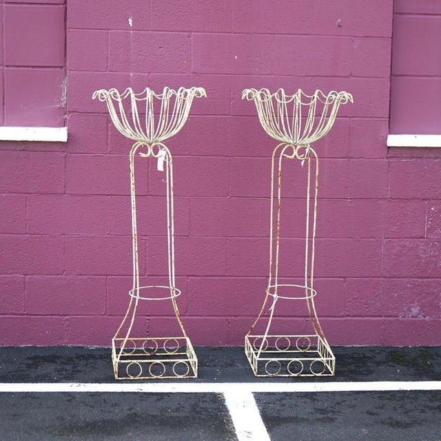 Art Deco Pair Tall Wire Garden Planters C1930 For Sale - Image 3 of 5