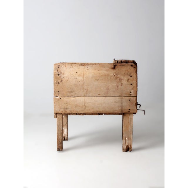 This 19th century primitive farm bin features a rectangular wooden form raised on simple legs with a beautifully aged...
