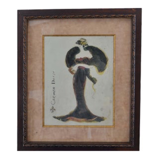19th Century Carmen D - Mixed Media Art, Framed For Sale