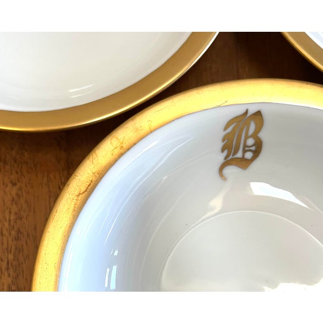 Modern Rosenthal Small Porcelain Bowls With Handpainted 24k Gold B Initial and Wide Trim - Set of 12 For Sale - Image 3 of 10