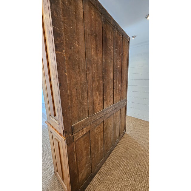 Grand Antique English Pine Cabinet With Glass Doors - Circa 1890 For Sale - Image 13 of 14