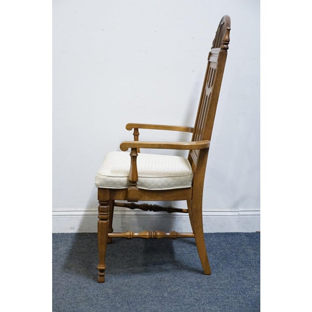 Late 20th Century Bassett Furniture Centuria Collection Solid Pecan Mediterranean Style Dining Arm Chair 429-42-480 For Sale - Image 5 of 10